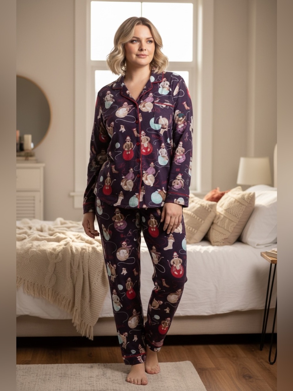 NICK & NORA cotton pajama set “knitting monkey”
